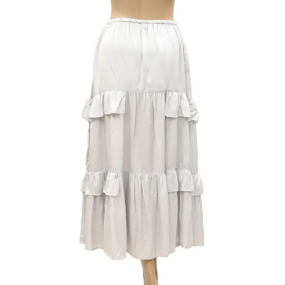 Kerri Rosenthal Athena Maxi Skirt High Waisted Ruffle Tired Pull-on M 286402